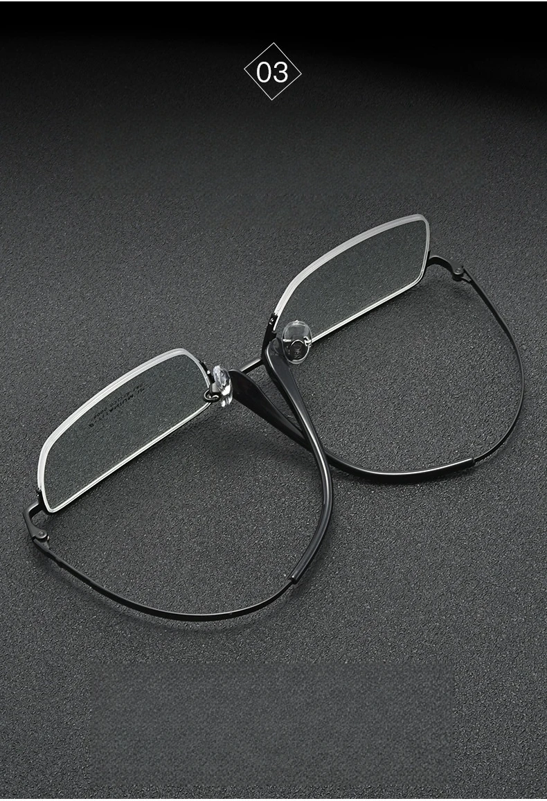 Yimaruili ultraleichte Business-Mode Titan legierung Brillen kleine quadratische Retro optische Rezept Halb rahmen Brille Männer – Detail 6