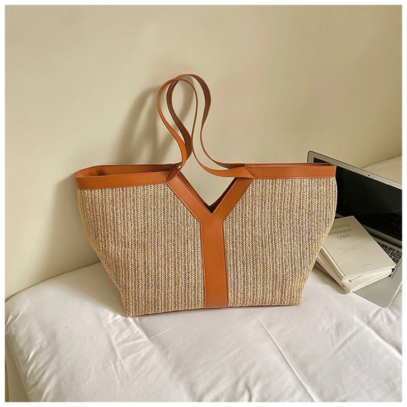 

2026 Women's Fashion Versatile Large-capacity Braid Shoulder Bags Designer Straw Woven Summer Beach Bags Ladies Leisure Tote Bag