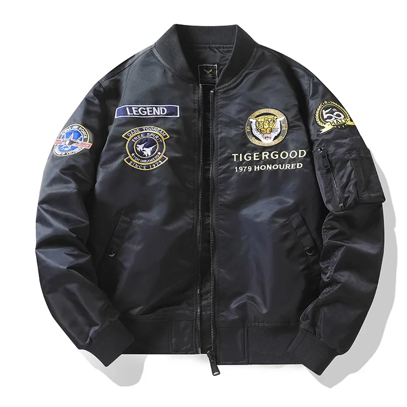 Men's Work Thin Jacket Spring Outdoor Motorcycle Training Windproof Collar Windbreaker Fashionable Embroidered Baseball Jacket