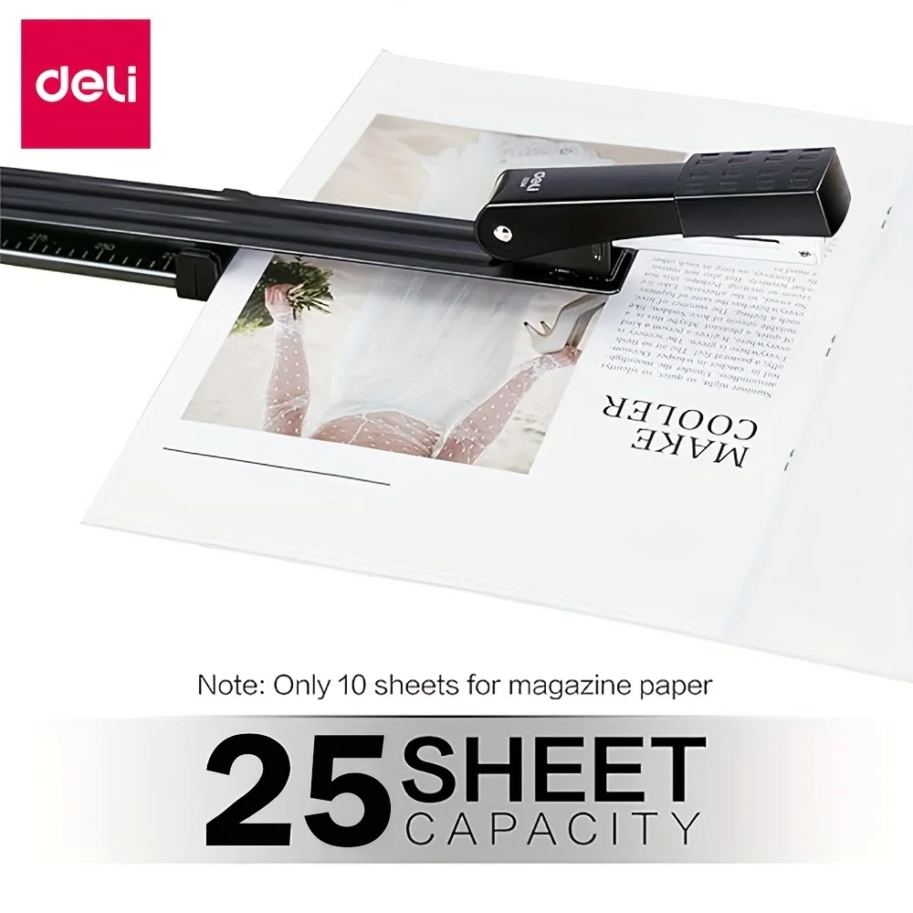 دباسة كتب بذراع طويلة شديدة التحمل - سعة 25 ورقة، عمق 12 بوصة، ميزان دقيق، جسم معدني، متينة للمكتب/المجلات #5