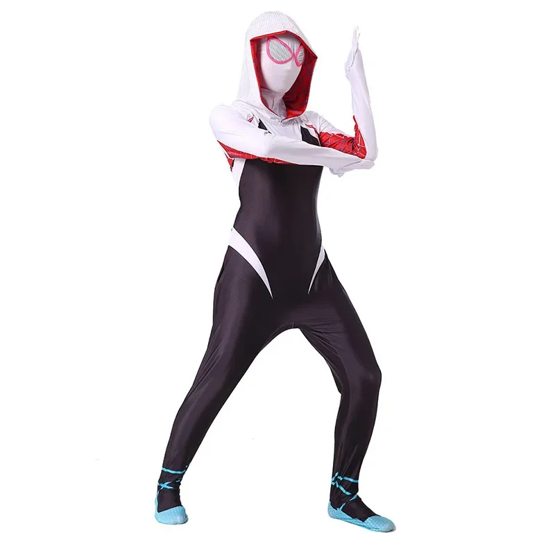 Sn60 Spiderman Gwen Stacy cosplay costumes for women girls Zentai 3D style bodysuit adult kids Halloween clothes knitsuit1 @ J $