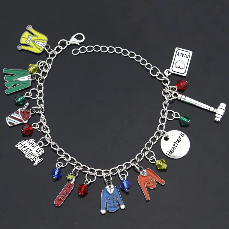 Heathers Broadway Musicals Pulsera temática para mujeres y hombres Pulsera con dijes de metal multicharm Regalos para entusiastas de la música