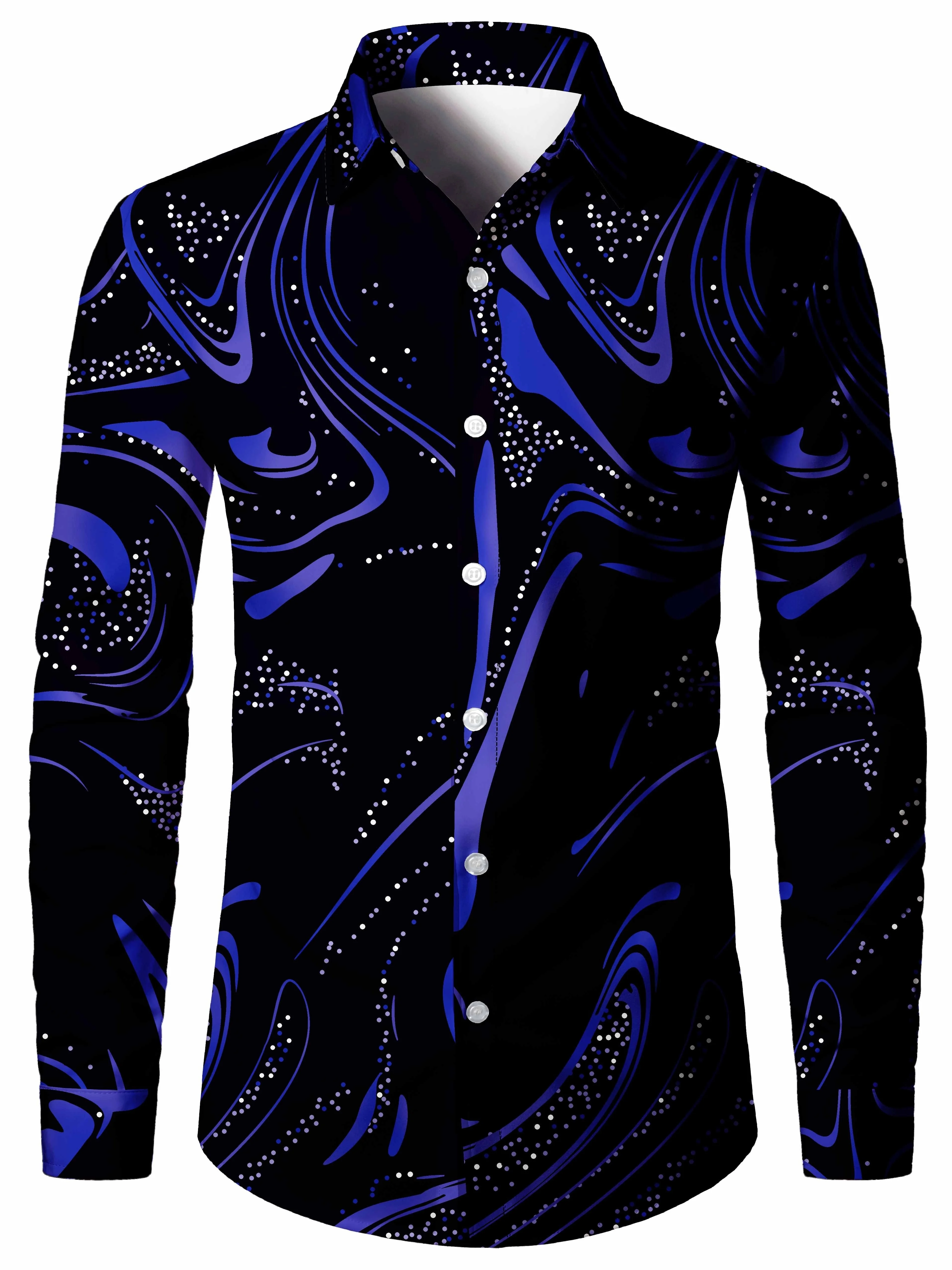 Men's Stylish Lapel-Collar Gold Glitter Printed Long Sleeve Shirt casual tops Stripe print full sleeve shirt for men clothing