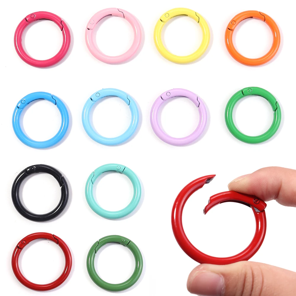 5/10Pcs 25/35/41mm Metal O anillo cierre de la primavera abierto redondo mosquitón llavero clips gancho cadena de perro bricolaje artesanía hebilla accesorios