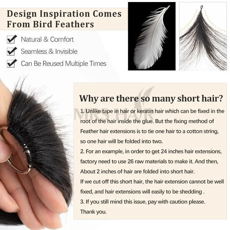 MRS HAIR Estensioni dei capelli di piume veri capelli umani naturali Micro interfaccia invisibile Non Remy con linea di pesce intrecciata gratuita Best Seller in CN