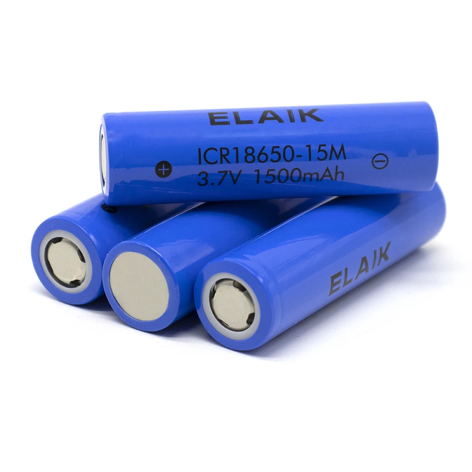 10 PCS ELAIK ICR18650 3.7V4.2V 15M 1500MAH capacity lithium battery Small fan shift battery source small light battery