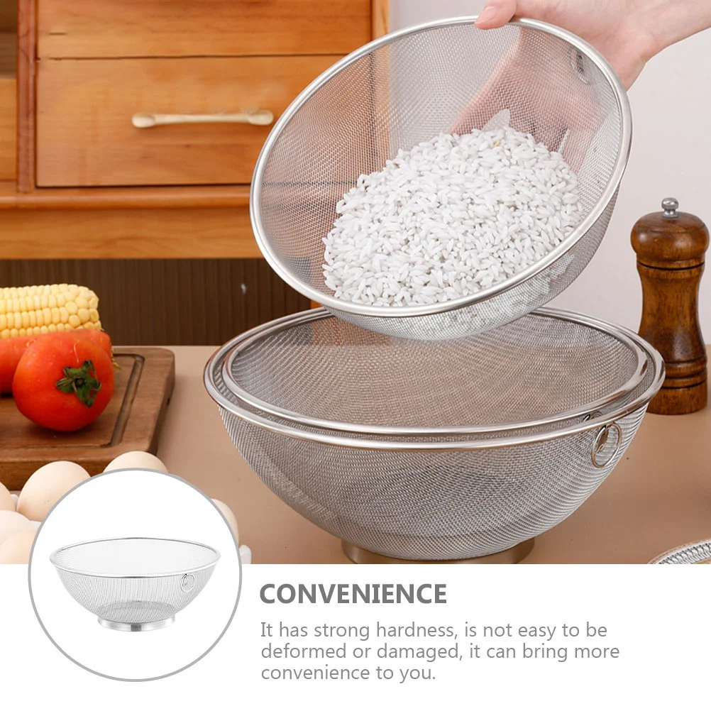 Stainless Steel Rice Basket Fine Mesh Strainer Cleaner Large Laundry Washer Drainer for HOME Wash Rice Sieve Colander Fruit