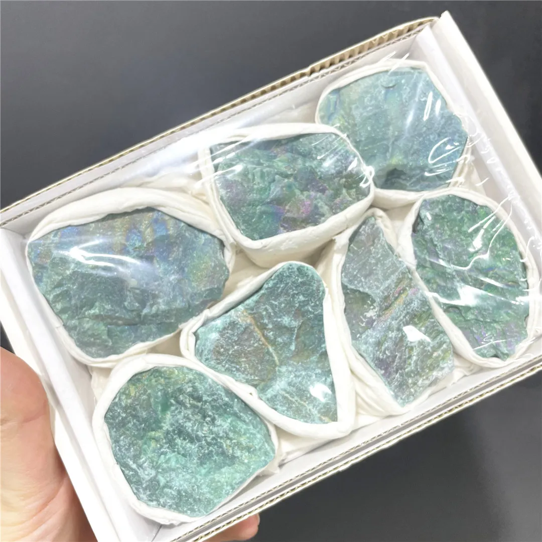 

Natural Unpolished Green South African AB Flashing Jade Raw Rough Mineral Stone Bulk Reiki Specimens Box Set Collection Rocks