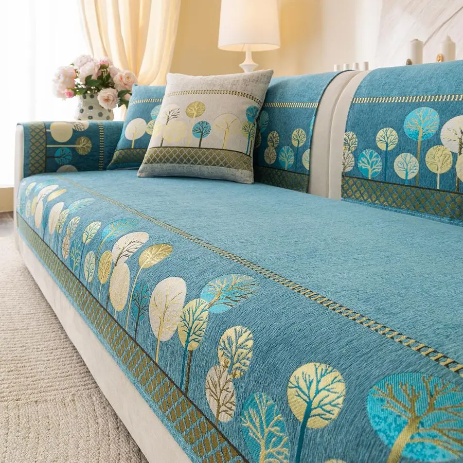 

Чехол для дивана из синели в стиле бохо, жаккардовый, моющийся, для секционного дивана с 3 подушками, для дивана в форме буквы L, нескользящий, для защиты мебели