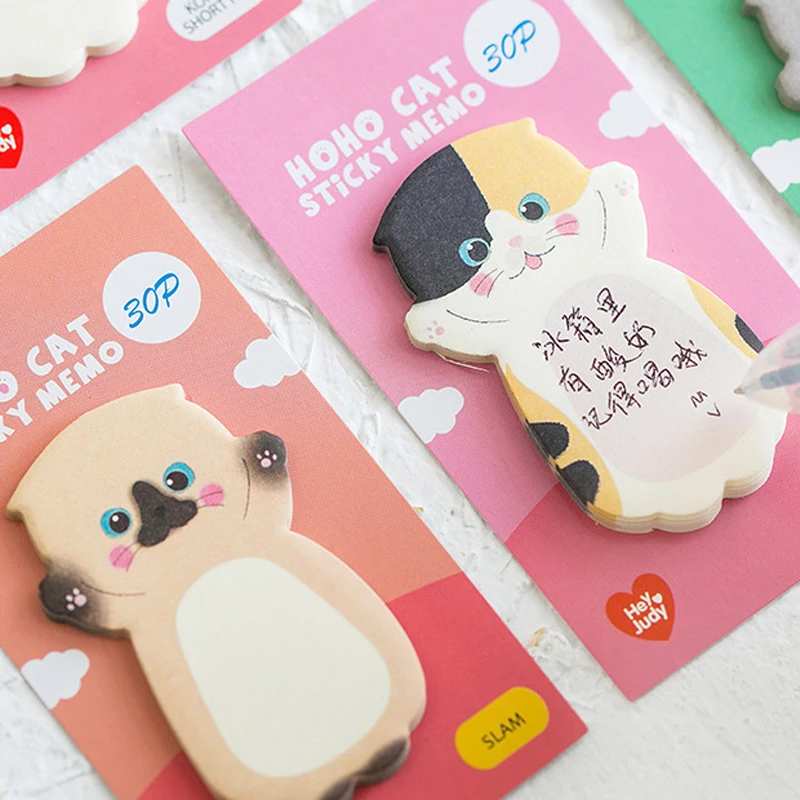 5 Pcs Cute Cat fai da te Animal Series Paper Memo Pad Sticker Post Notes linguette adesive forniture per ufficio scolastico regalo di cancelleria creativa