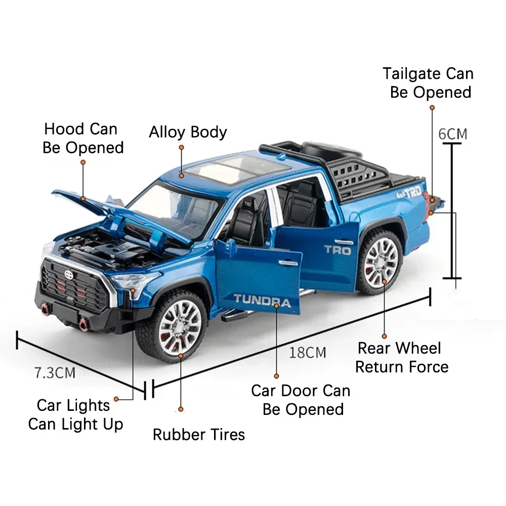 รถโมเดลจำลอง Tundra Pickup RAM Mammoth ขนาด 1:32 ทำจากโลหะผสม พร้อมเสียงและไฟ มีระบบดึงหลังเปิดประตูได้ ของเล่นเด็ก ของขวัญเซอร์ไพรส์