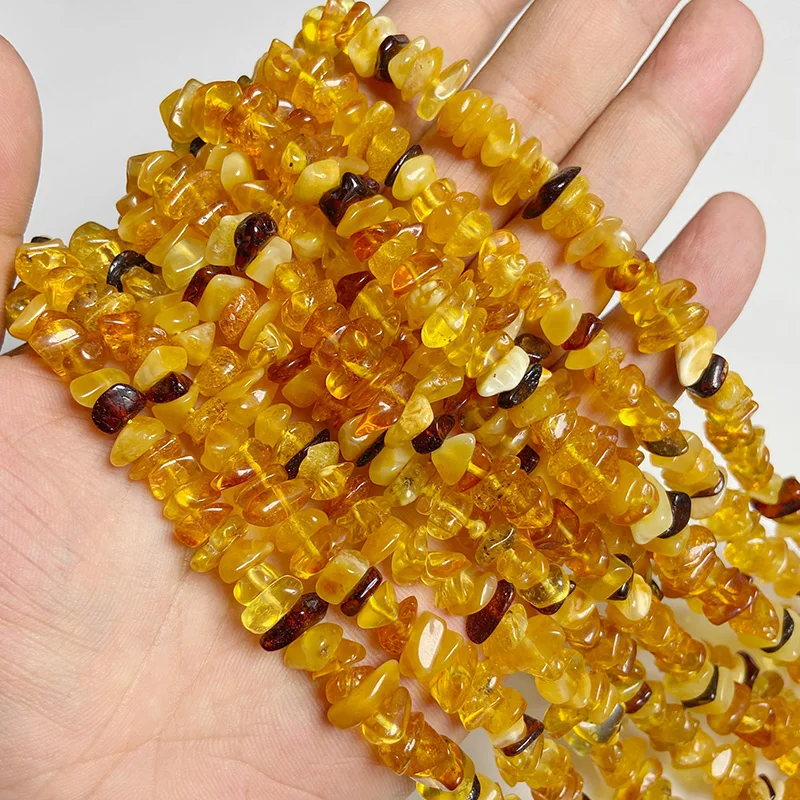 High Quality Irregular Ambers Stone Bead Natural Beeswax Healing Beads Energy Reiki Yellow Gravel Beads for Jewelry Making DIY