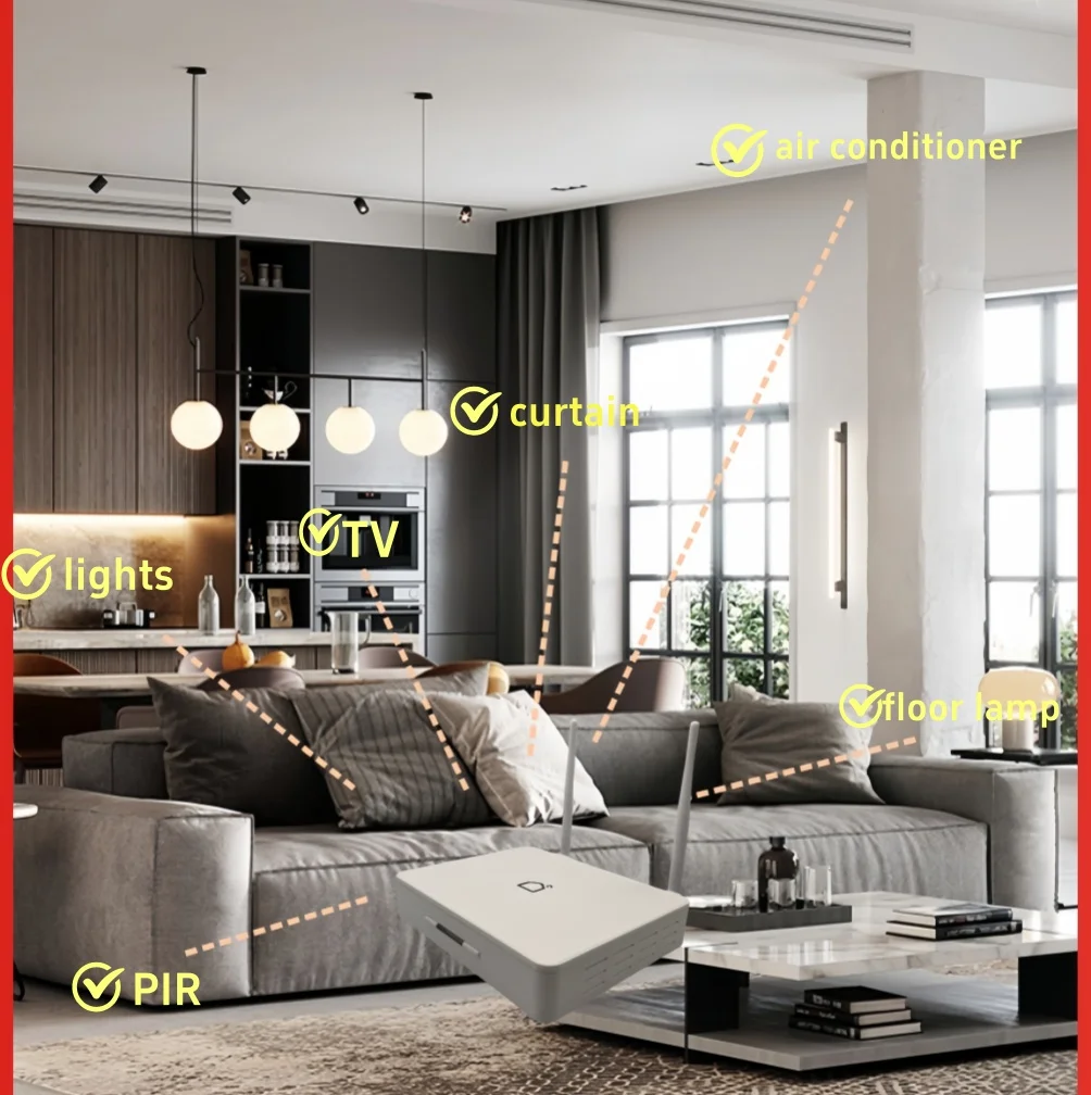 Zigbee wired gateway, Tuya wired gateway, enhanced antenna, control center for home automation devices.