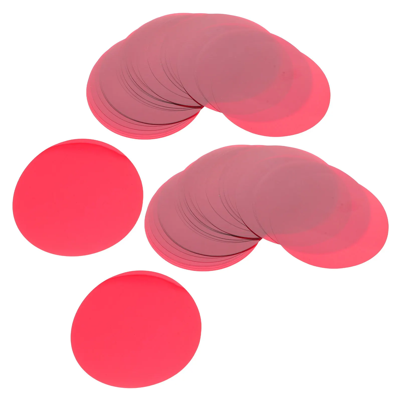 

50Pcs Atmosphere Light Color Changing Correction Gels 2.8 Inch Red Transparent Film Sheets for LED Lights Warm Light Circle