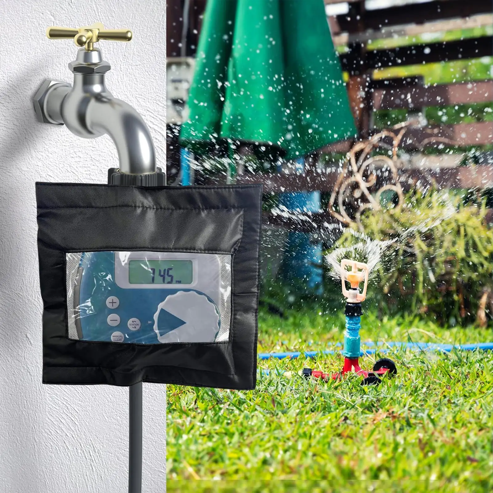 خرطوم حديقة غطاء الموقت مقاومة الطقس كم واضح نافذة أمامية الرش الموقت غطاء للحديقة في الهواء الطلق الحديقة الفناء الخلفي بارك #2