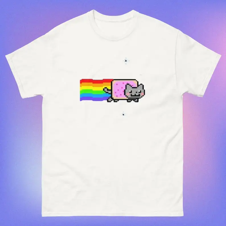 Футболка унисекс с принтом Nyan Cat Funny Meme, летняя модная повседневная удобная и мягкая хлопковая футболка, уличная одежда с короткими рукавами