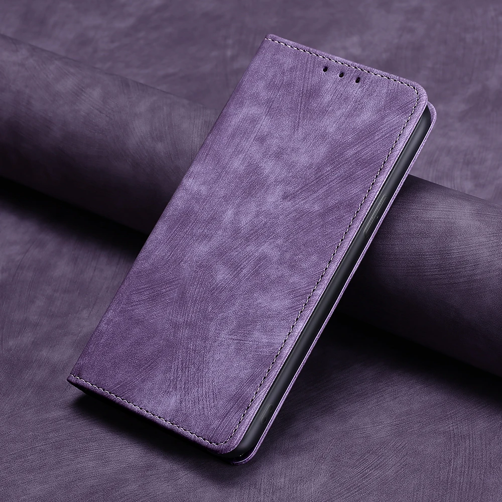 Кожаный чехол-книжка с магнитной подставкой и отделениями для карт для Xiaomi Poco X6 Pro