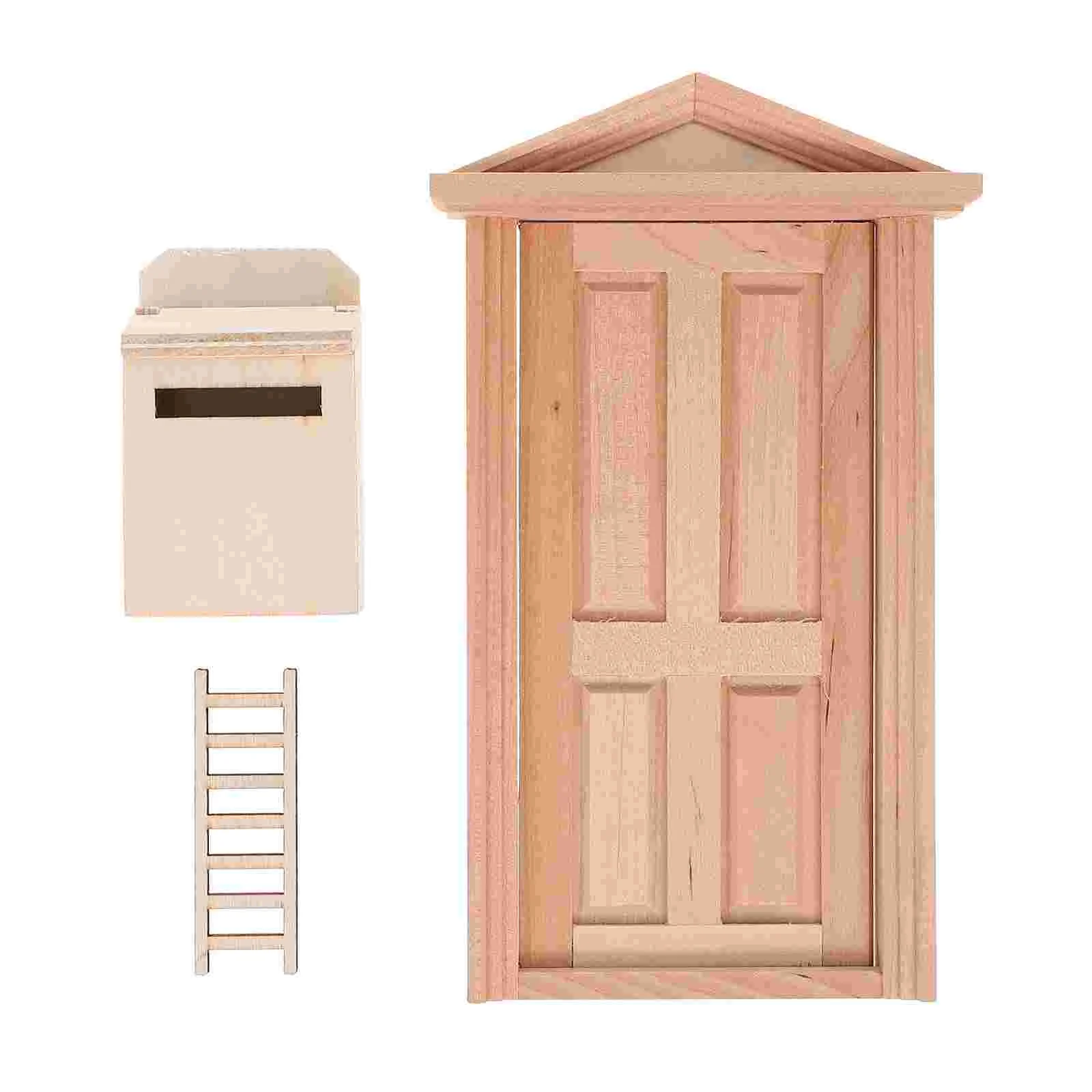 

Dollhouse Decor Accessory Brain Toy Miniature Model Door Ladder Light Brown Wooden