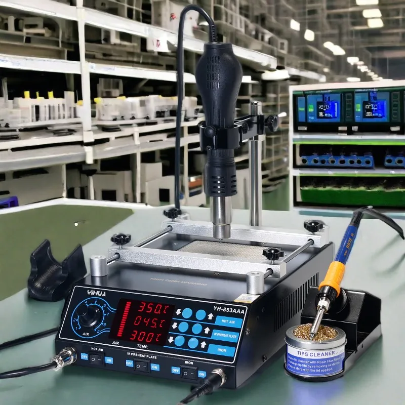 2026 Hot Sale Yihua 853AAA welding station 3 in 1 preheating hot air soldering iron BGA rework station welding view 6