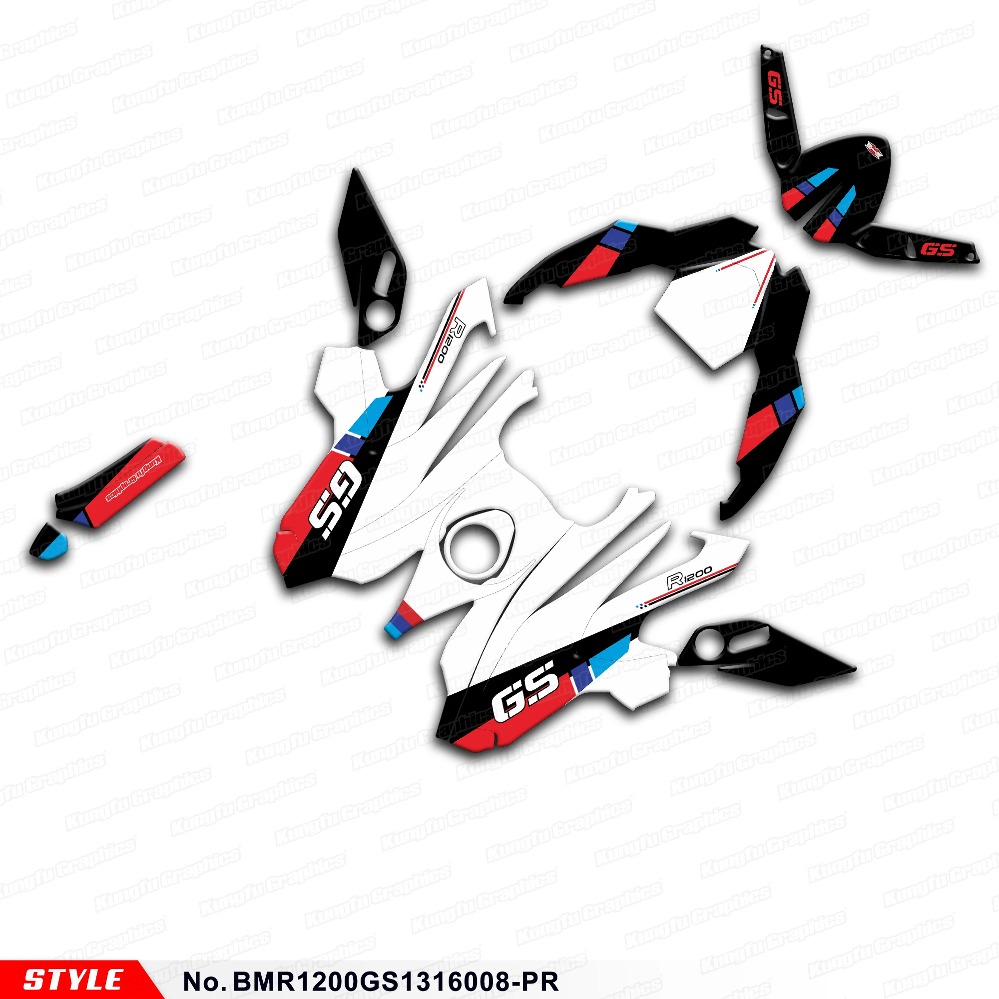 Waterproof Motorcycle Stickers Graphics for R 1200 GS R1200GS 2013 2014 2015 2016, Style No.BMR1200GS1316008-PR