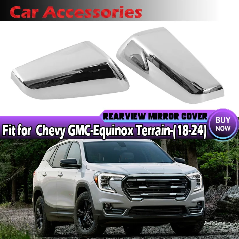 1 Pair Rhyming Rearview Mirror Cover Clip-on For Chevy Equinox GMC Terrain 2018-2024 USA Version Chrome Side Wing Mirror Sheels