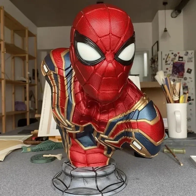 38cm lron Armor Spider Man Genuine Marvel Handmade Hero Expedition Movie Surrounding Modelstatue Bust Decoration Boys Kid Gifts