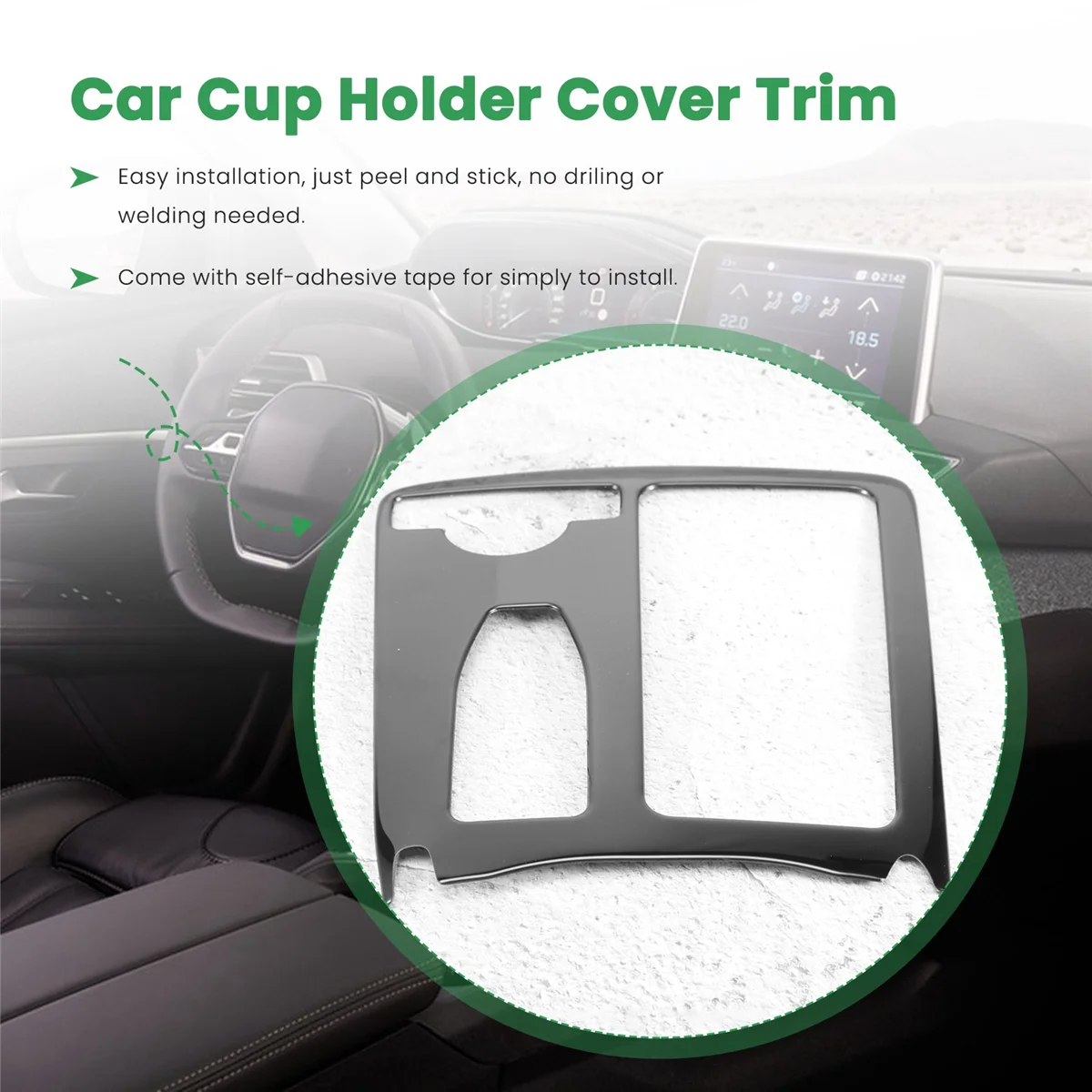 Car Central Console Water Cup Holder Cover Trim for Mercedes Benz C Class W204 08-13