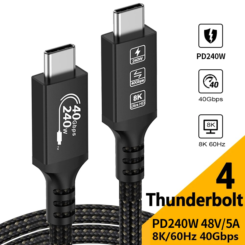 CYANMI USB 4 Cable 40Gbps 240W Thunderbolt 3&4 Type C Fast Charging Cable Thunderbolt 3 USB C to C Data Transfer Cable For eGPU