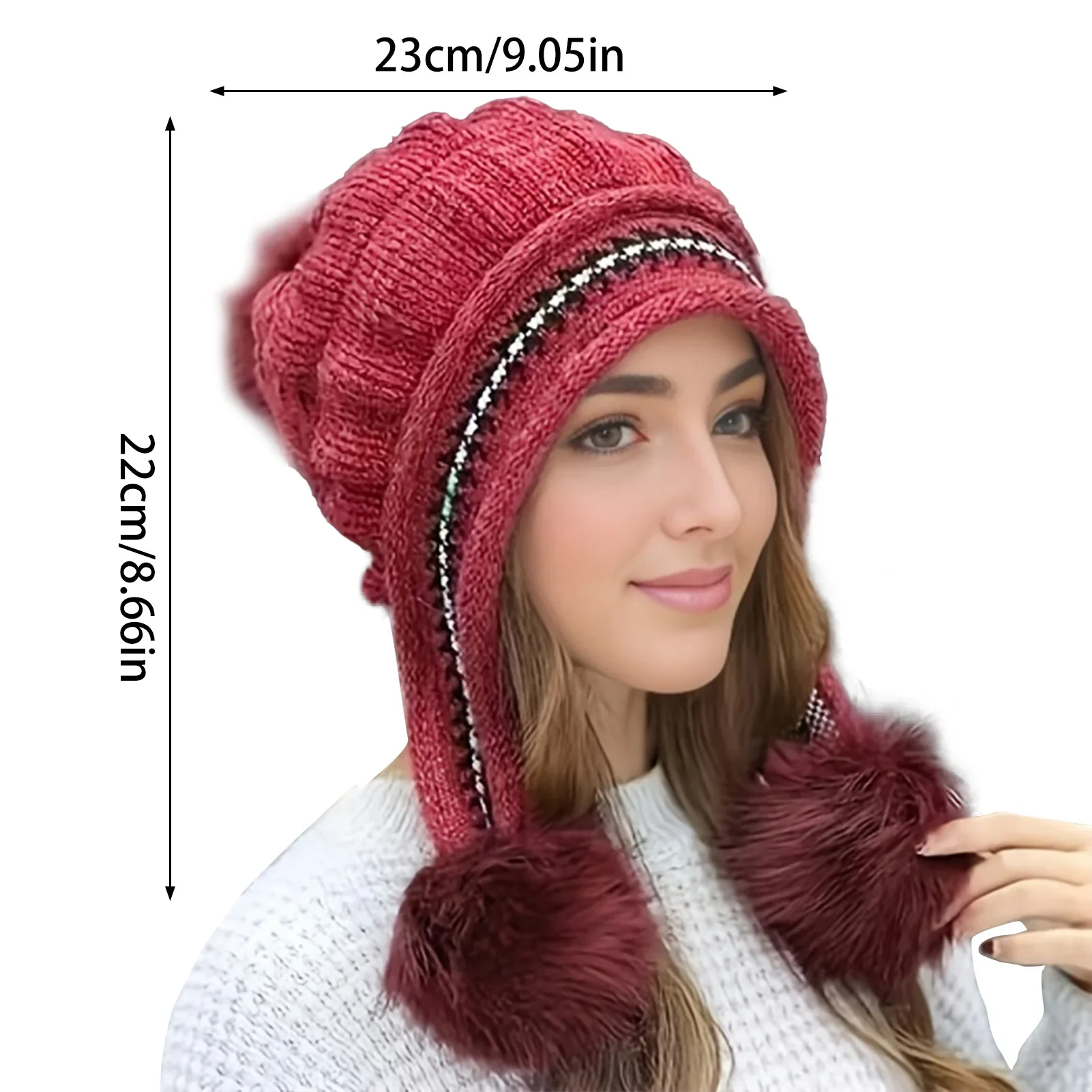 Soft Winter Warm Fur Hat Fleece Lined Earflap Hat For Women Knitted Beanie Casual Slouchy Thick Thermal Cap For Cold Weather image 6