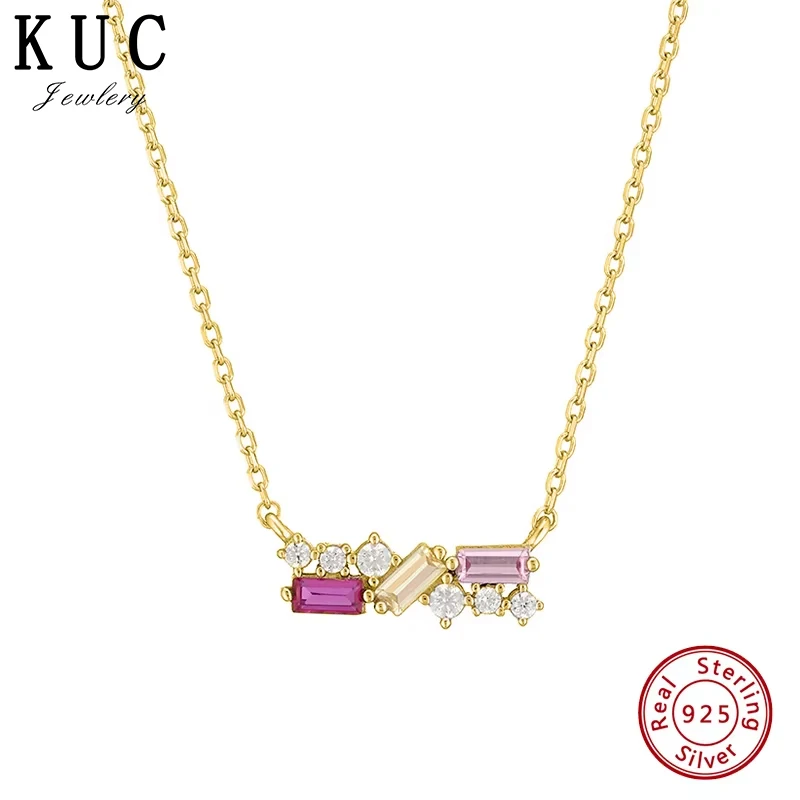 

Silver 925 Necklace Three-Color Zircon Necklace For Women Micro Inlaid Fashion Personality Free Shipping Jewelry