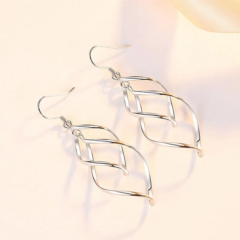 Elegant Spiral Twist Dangle Hook Earrings for Women Girl