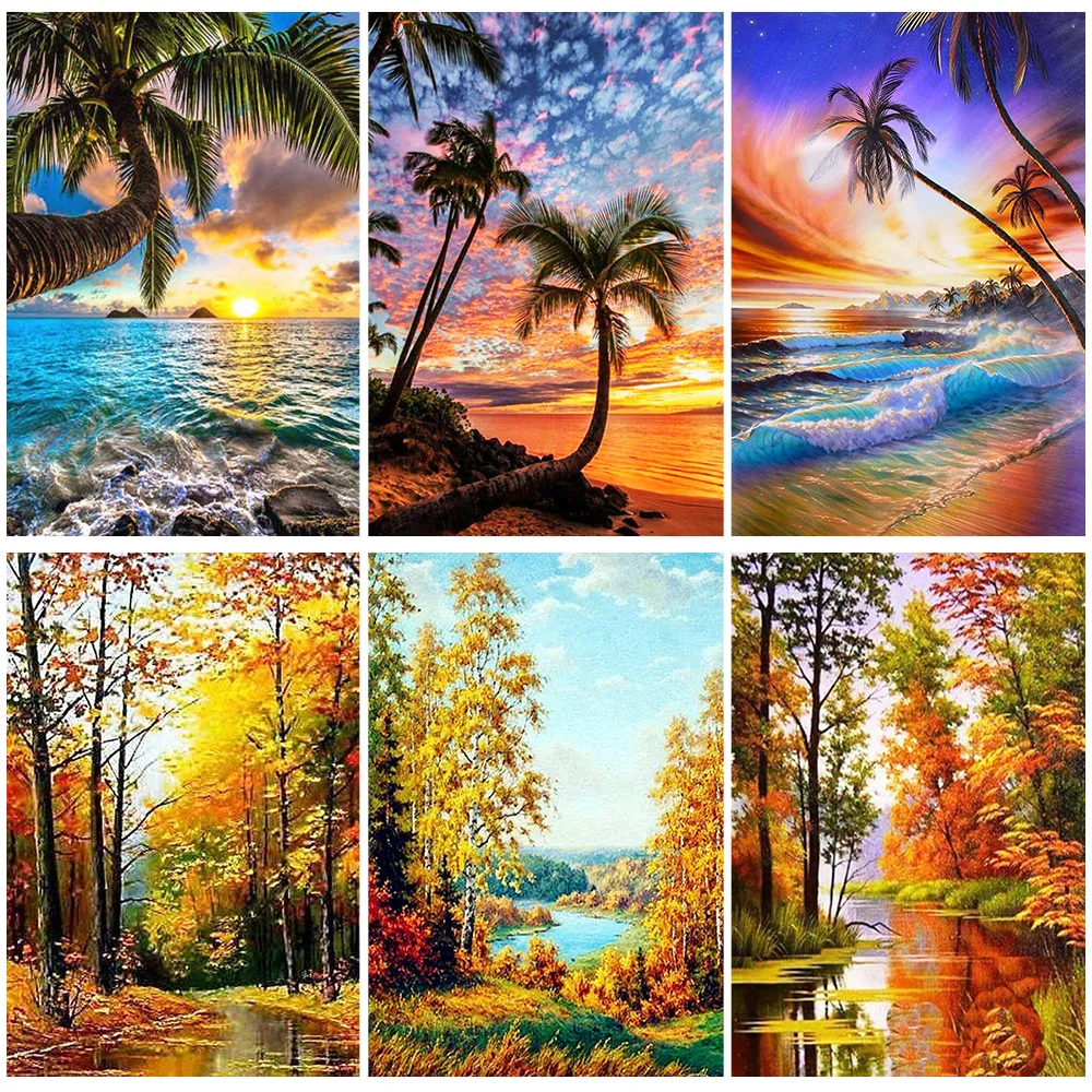 

Miaodu 5D Diamond Painting Landscape Seaside Full DIY Diamond Mosaic Embroidery Rhinestone Pictures Wall Art Home Decor