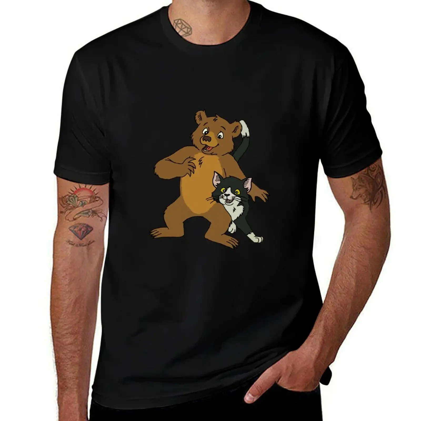 

Little Bear and Cat Art T-Shirt man graphic t shirt anime t shirts for man T-Shirt