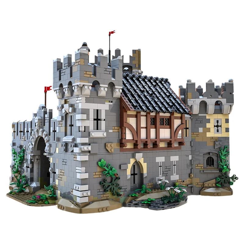 MOC Lions Castle Building Blocks Sets Medieval Castle Bricks Model Street View House Building Blocks Toy for Children Gift