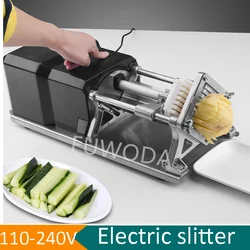 Commercial Electric Onion Cucumber Fries Cutting Machine With Three Blades Easy Operation Small Vegetable Fruit Strip Cutter