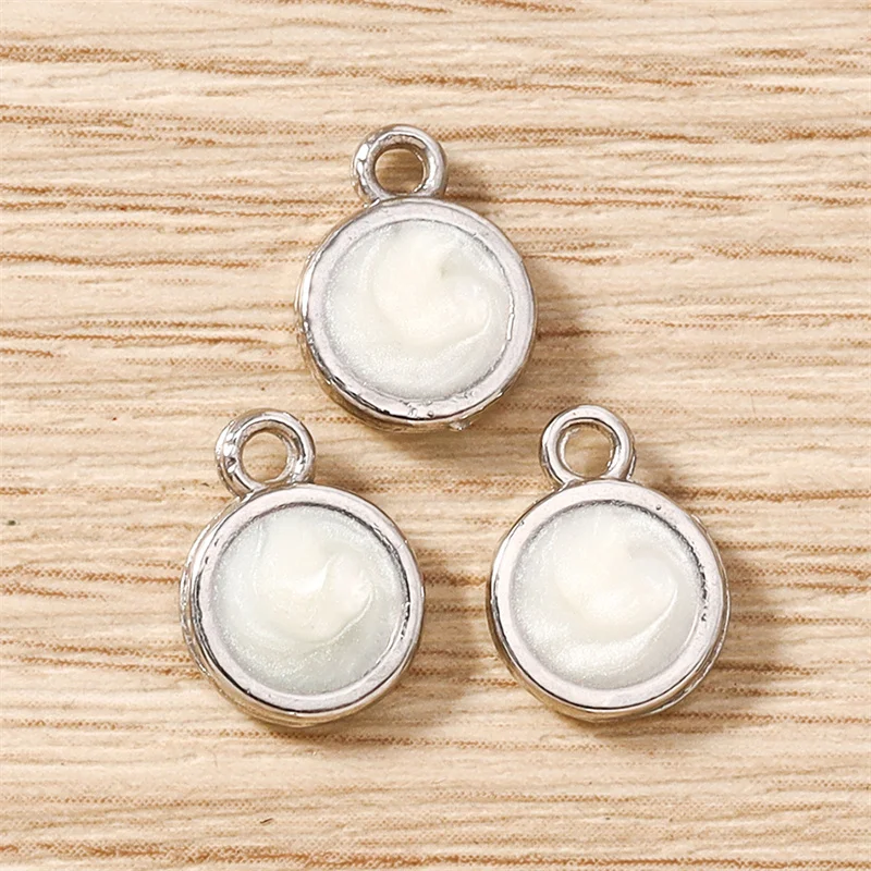Tusember 20 Stück 8mm Emaille bunte Geburtsstein-Anhänger, flache runde Charms-Anhänger für DIY-Schmuckherstellung, Halskette, Armband, Basteln – Detail 14