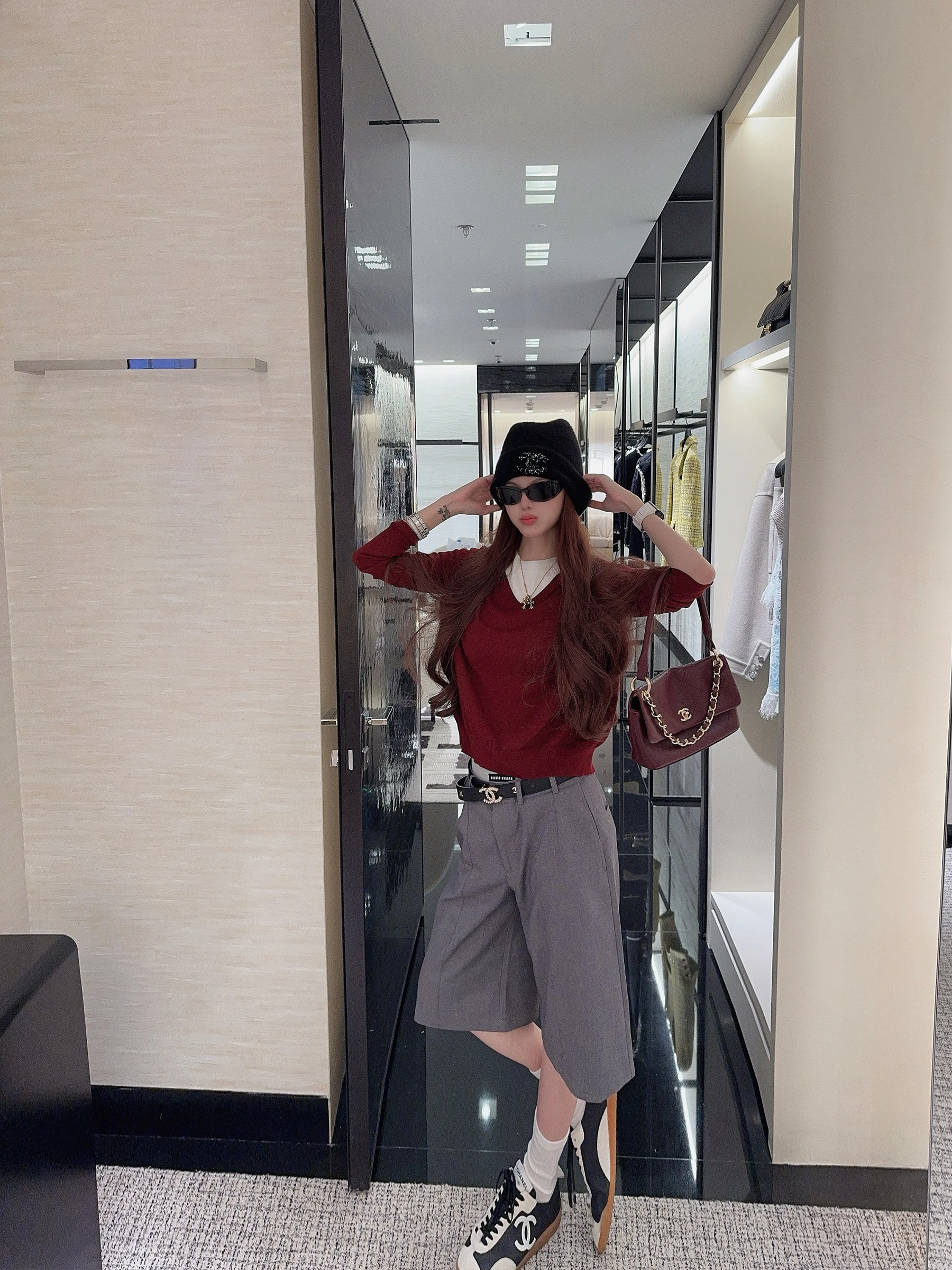 

Zhaochencen Color Blo Knitted Sweater Women's Spring Autumn Lazy Sle Overhead Top Fake Two-Piece Wool Blend Soft Fabric