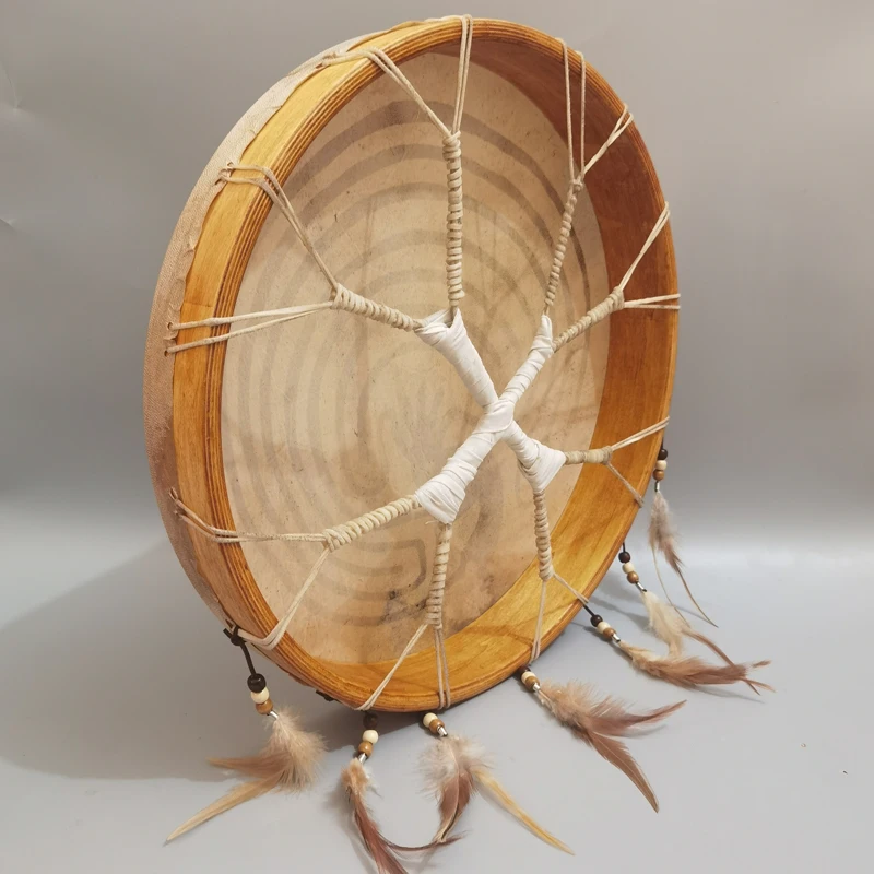 Handmade Sheepskin Shaman Drum Meditation Therapy Shaman Drums Adult Portable Handheld Hand Drum Professional Tambourines