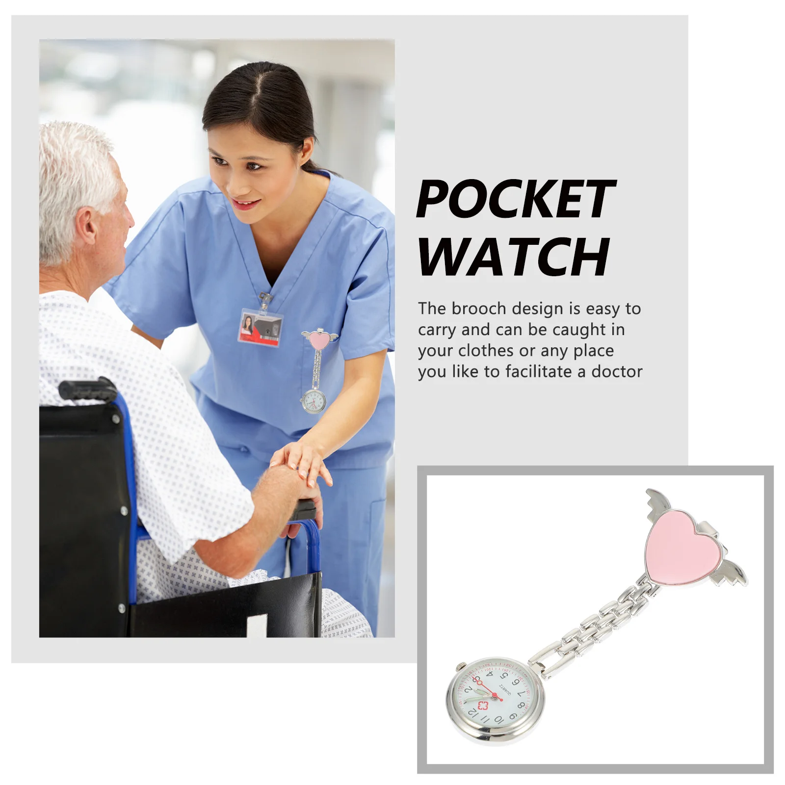 

Chic Heart Design Nurse Pocket Watch Luminous Alloy Medical Grade Timepiece for Nurses Gift Heart Design Nurse Watch