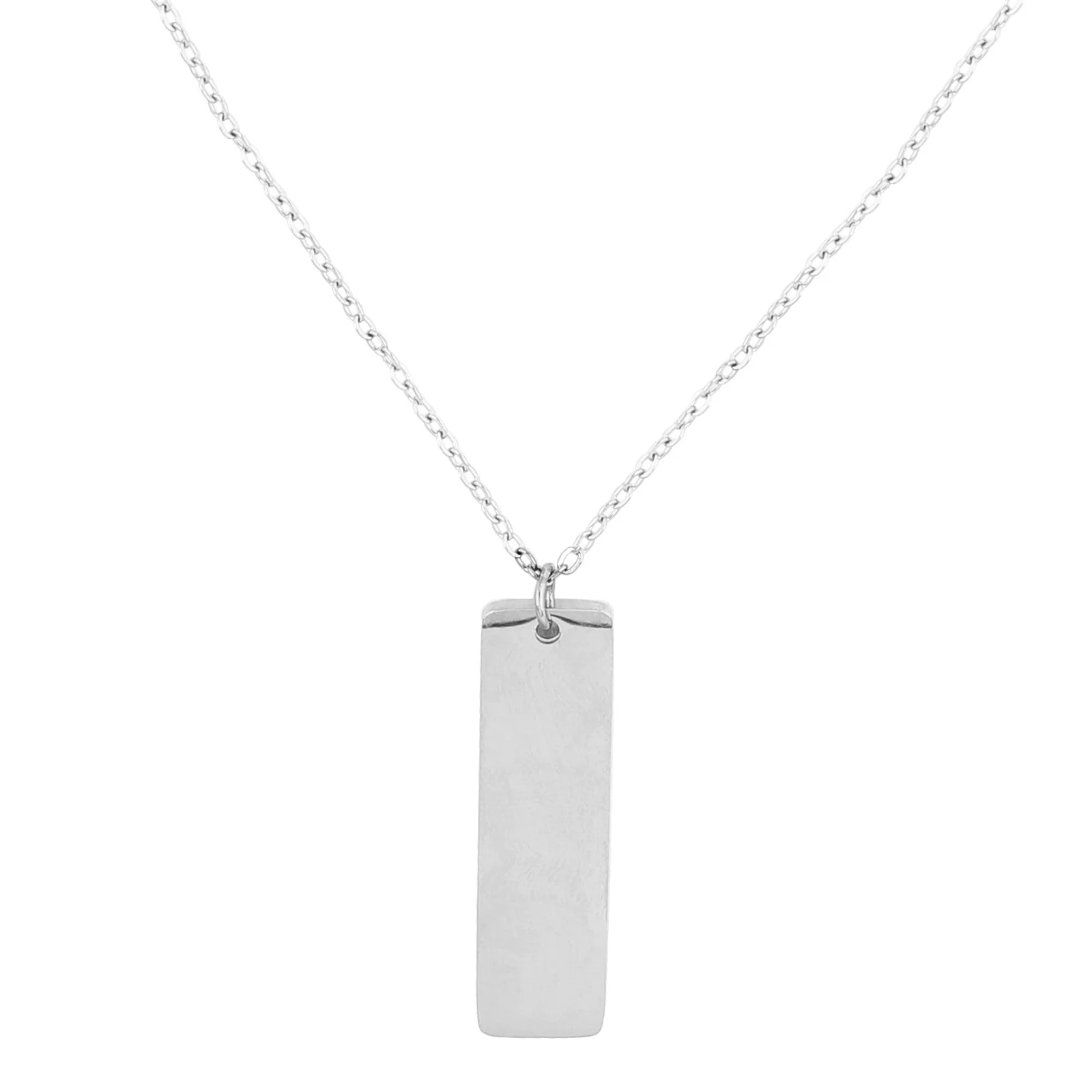 

Simple Stainless Steel Bar Pendant Necklace for Men and Women Couples Minimalist Chain Jewelry Blank DIY Engravable Clavicle
