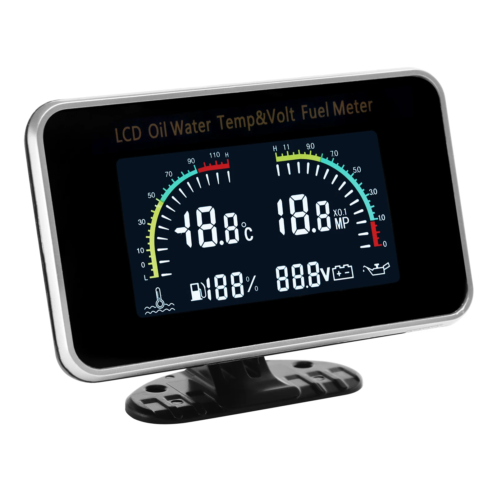 4 IN 1 LCD Gauge Universal Car Oil Pressure Meter+Water Temperature+Fuel Level Gauge+Voltage with Sensor for Auto Truck 12V 24V view 5