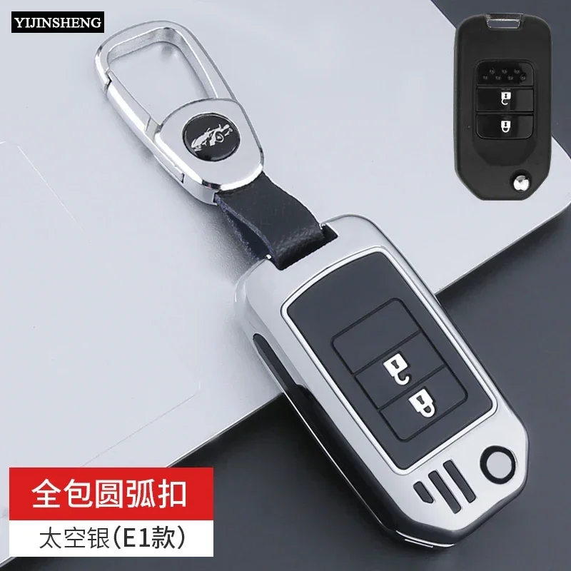 Zinc Alloy + Silicone Key Fob Cover Case for Honda Civic HRV CRV XRV CR-V Crider Odyssey Pilot Fit Accord 2 3 Button Flip Remote