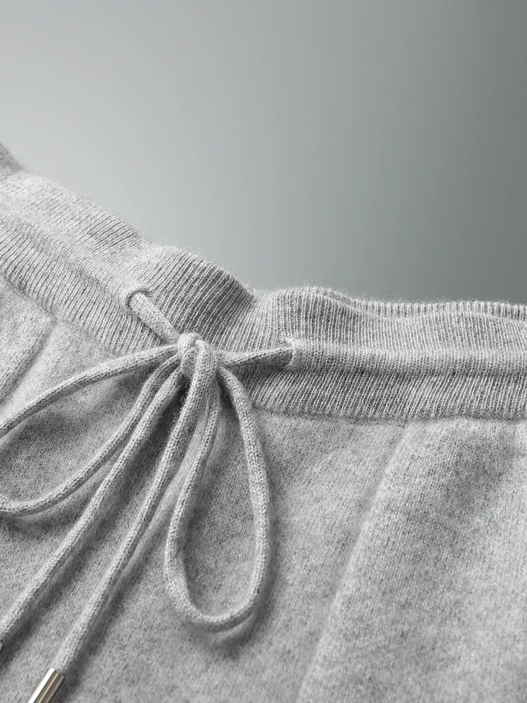 Fashion Sweatpants Sweater Autumn Winter Men's Trousers Thicked Warm 100% Cashmere Pants Casual Pants Knitwear Ankle Elasticity