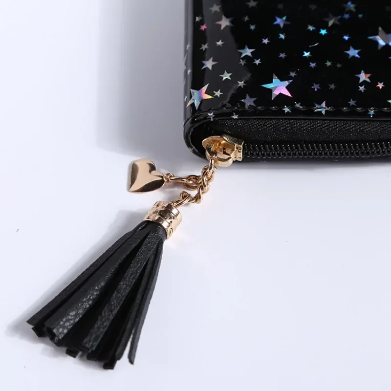 Wallet Women\'s New Style Simple Women\'s Little Star Tassel Wallet Basic Series Short Wallet PU Material