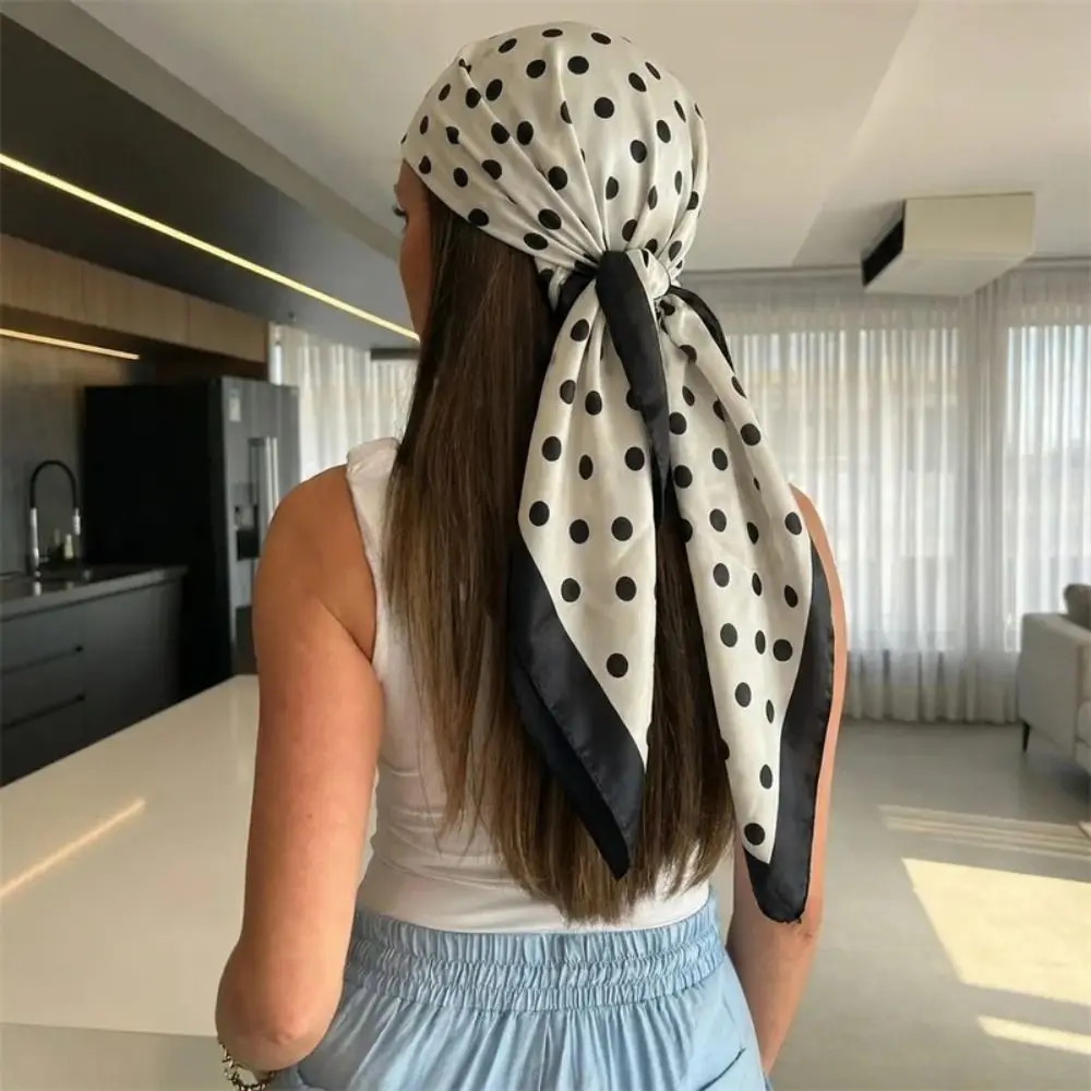 

Retro Printed Dot Print Scarf Y2K Geometric Shape Polka Dot Silk Scarf Hip Hop Korean Hair Scarf Scarf Accessories