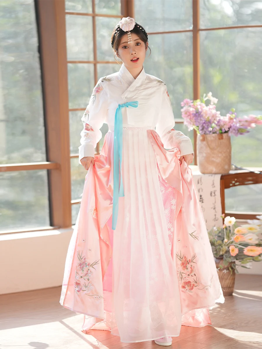 

Traditional Korean Hanbok Long Skirt Ethnic Performance Stage Photoaphy Tour ooting Folk Sle Women's Costume Polyester