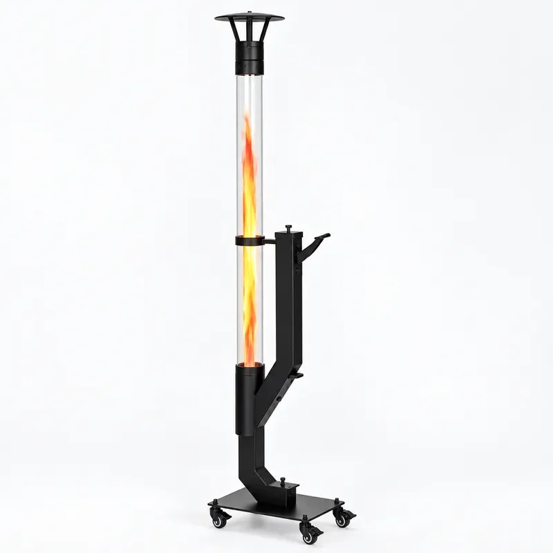 For Outdoor Vertical Rocket Stove Portable Wood Burning Heater for Camping Garden Windproof Glass Flame Fireplace Efficient