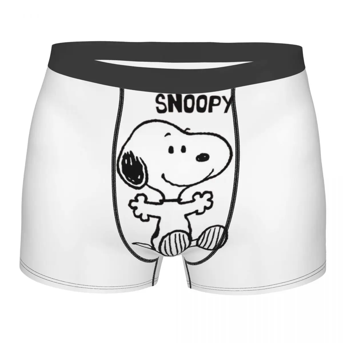 

Модные мужские дышащие трусы-боксеры с мультяшным принтом Снупи и Вудстока, аниме-дизайн, с изображением собаки