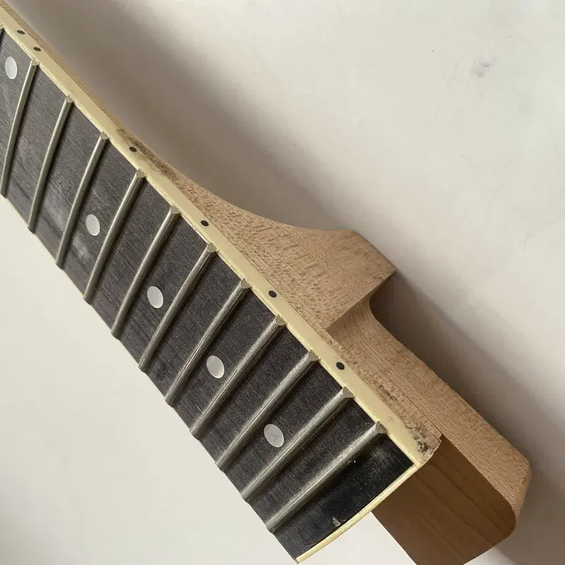 IN159 LP Electric Guitar Neck L3 R3 Strings Replace and DIY Maple Rosewood Unfinished Wood Damages Crack and Surface Dirty Setin