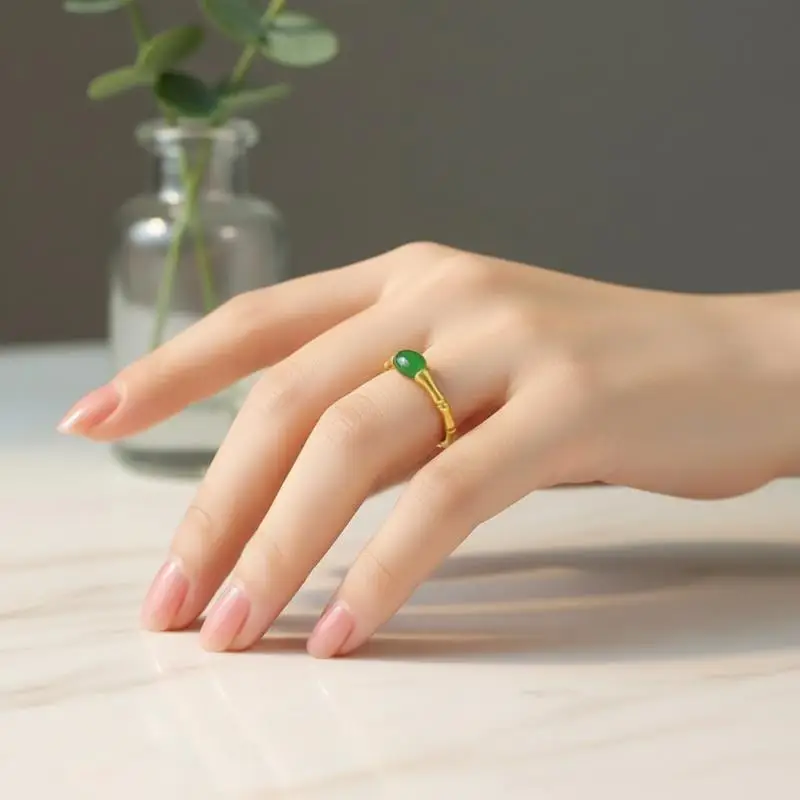 Red Red Agate Bamboo Carved Ring Natural Green Jade Adjustable Stone Ring for Couple Wedding Anniversary Jewelry Gift - Aliexpress Deal